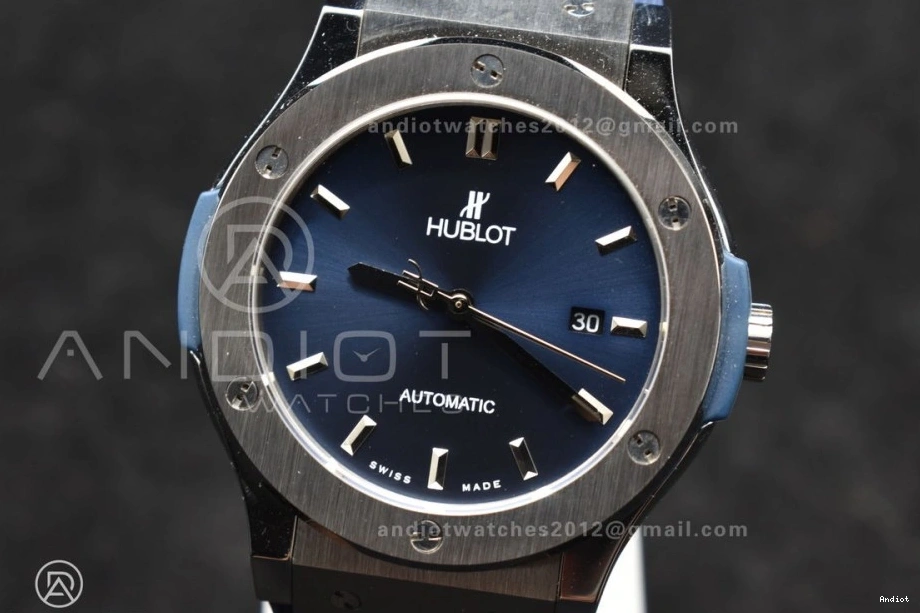 Best Dial Blue HBF Classic On Edition 1:1 SS 42mm Blue Strap Gummy A2892 Fusion 0130